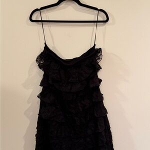 Express Black Strapless Lace Ruffled Party Dress - Small LBD